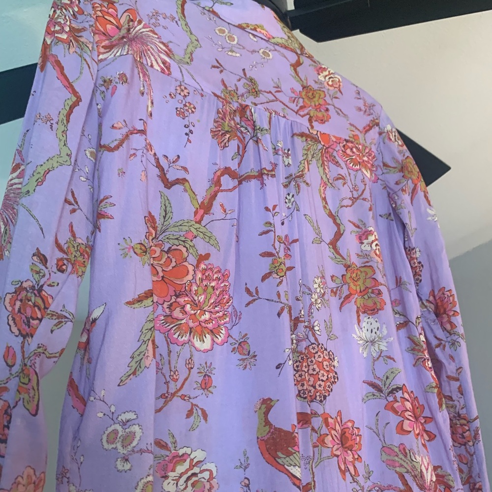 Anthropologie Pilcro Romy Blouse Hot Purple Lilac Floral Size XXS - Picture 2 of 3
